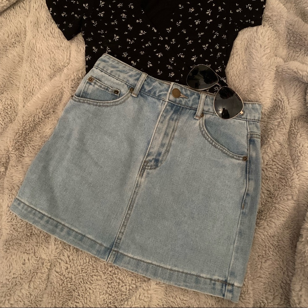 Light wash denim jean skirt